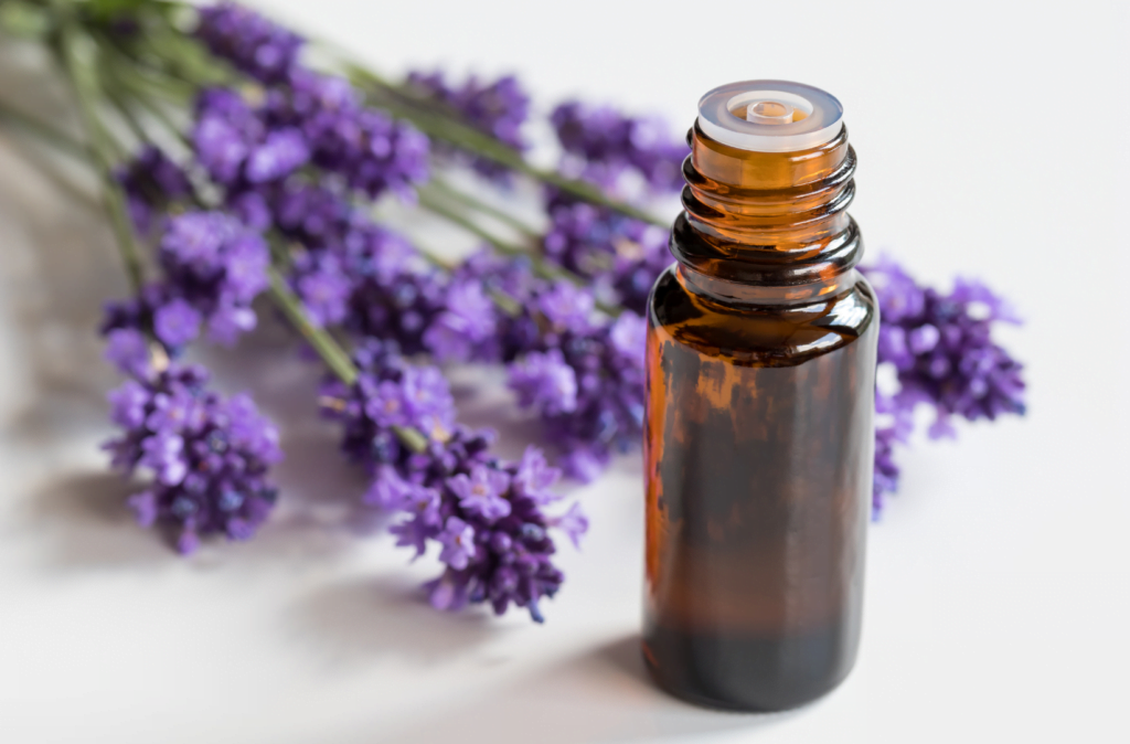 Eterisk olja och lavenderblomma